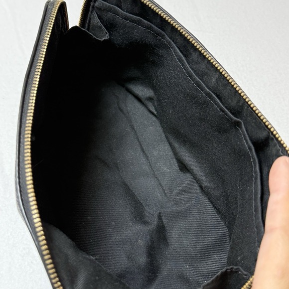 Coach Black Grained Leather Cosmetic Bag Makeup Pouch Zippered Bag Small - Picture 5 of 8